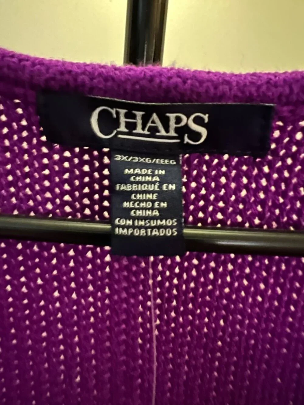 Chaps Women's V-Neck Cable Knit Purple Pullover Sweater W 3X NWT - Picture 2 of 4